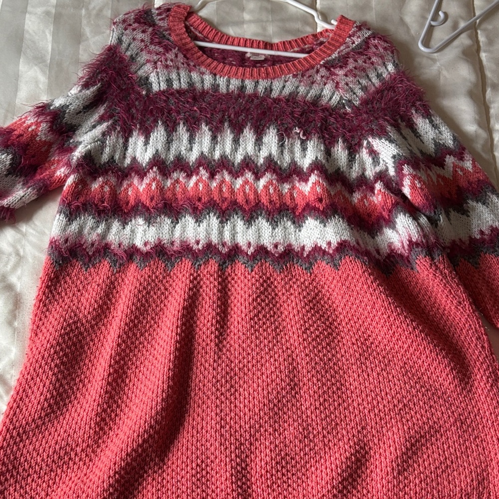 Mossimo Supply Co. Red and Cream Patterned Sweater